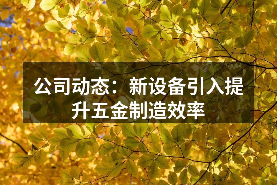 公司动态:新设备引入提升五金制造效率